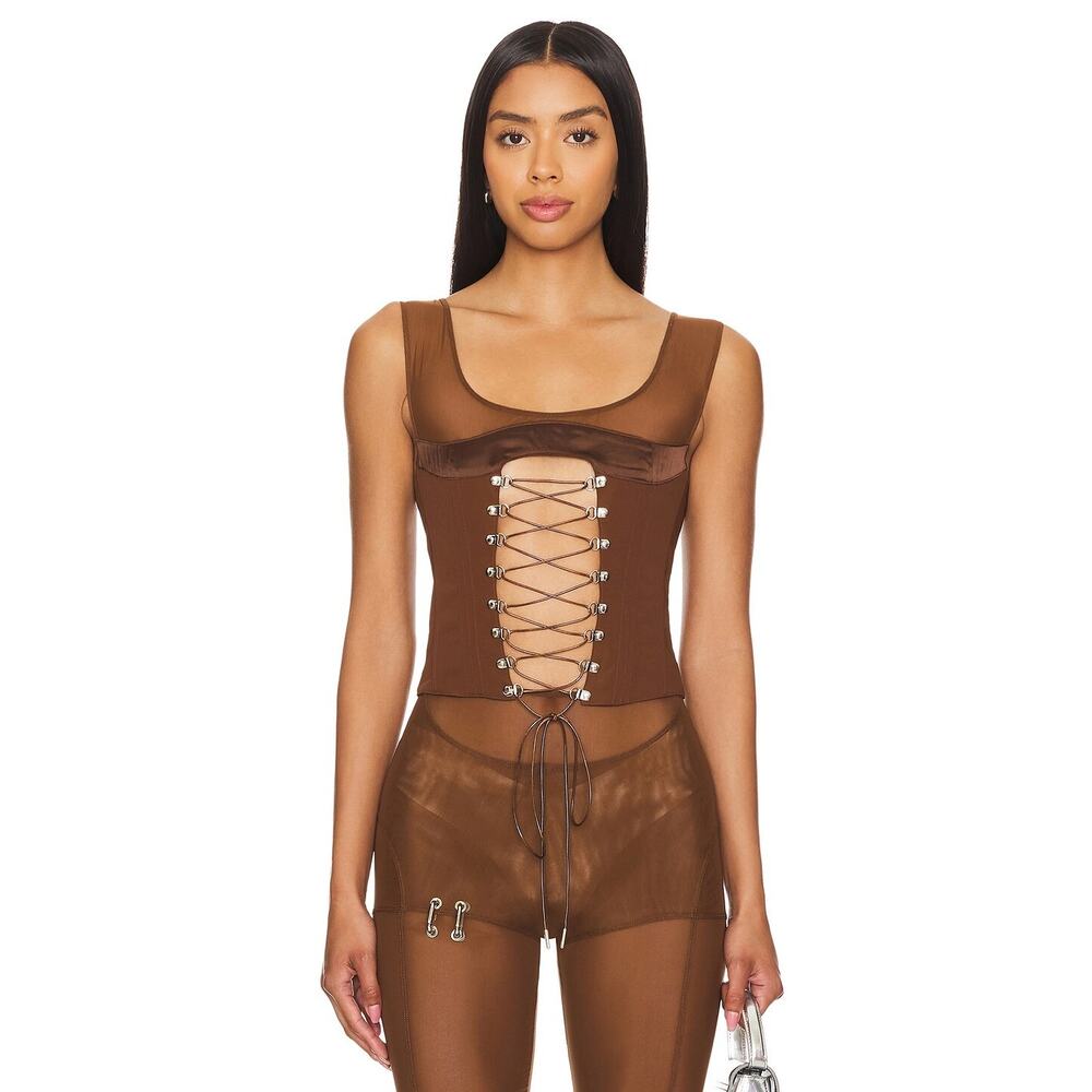 SketchY Erotic Corset Top Bustier Lace Up Cyber Goth Edgy Chic Streetwear Y2K XS